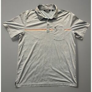 Travis Mathew Collared Polo Shirt Pima Cotton Blue Stripes Logo XL JBHS